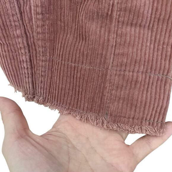 Zara Women’s Corduroy Shacket Medium Pink Frayed Hem Button Down Oversized - Picture 5 of 10